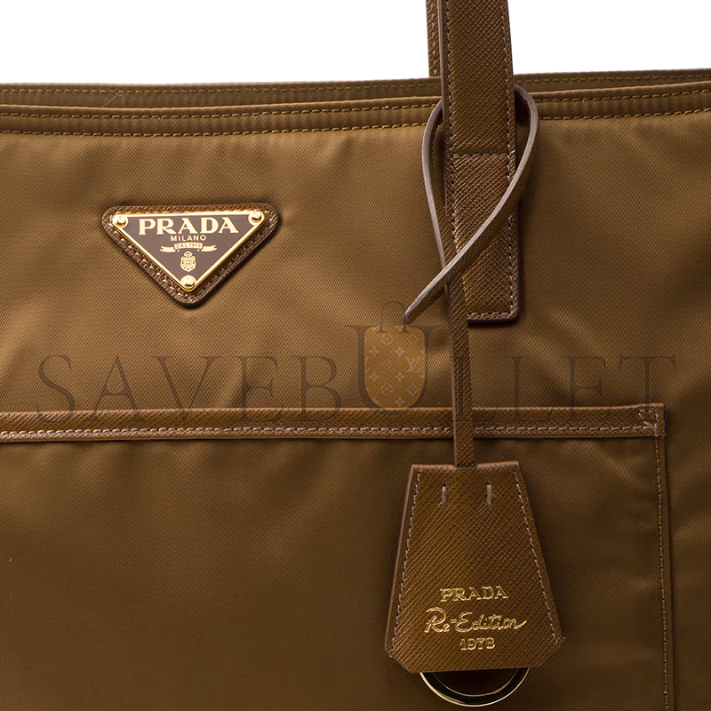 PRADA RE-EDITION 1978 LARGE RE-NYLON AND SAFFIANO LEATHER TOTE BAG 1BG527 01 (43*31*15cm)